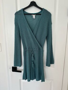 LSPACE Teal Knit Wrap-Style Swim Cover-up